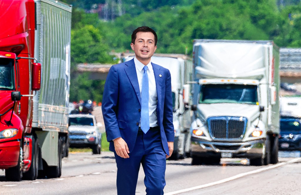 ‘I Used To Work Here,’ Says   Pete Buttigieg, Wandering    Onto Busy Highway