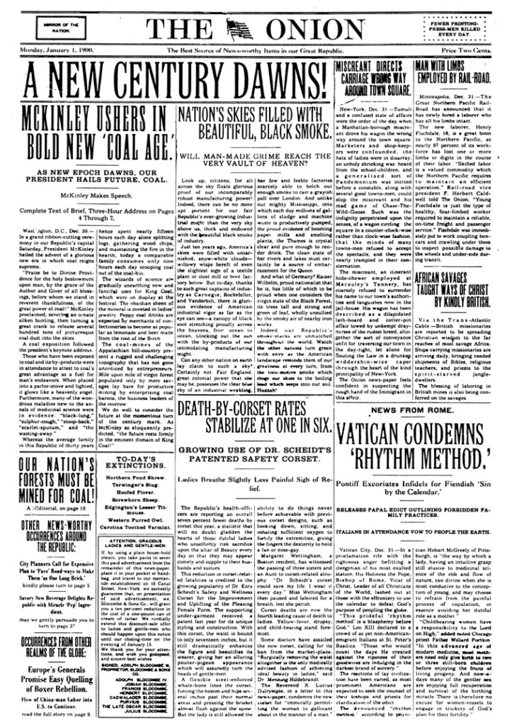 January 1, 1900 front page